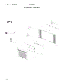 03 - Recommended Spare Parts parts for Frigidaire Room Air Conditioner FRA053XT746 from AppliancePartsPros.com