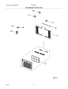 03 - Recommended Spare Parts parts for Frigidaire Room Air Conditioner FRA054XT719 from AppliancePartsPros.com