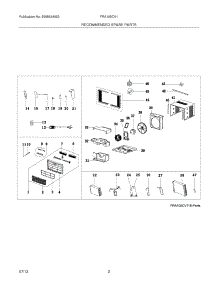 03 - Recommended Spare Parts parts for Frigidaire Room Air Conditioner FRA105CV121 from AppliancePartsPros.com
