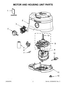 02 - Motor And Housing Unit Parts parts for Whirlpool Food Processor KJA16A3ANA from AppliancePartsPros.com