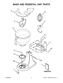 03 - Base And Pedestal Unit Parts parts for Whirlpool Mixer KSM153PSWH1 from AppliancePartsPros.com