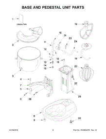 05 - Base And Pedestal Unit Parts parts for Whirlpool Mixer KSM500PSSM0 from AppliancePartsPros.com