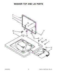 07 - Washer Top And Lid Parts parts for Whirlpool Washer Dryer Combo WET4027EW0 from AppliancePartsPros.com