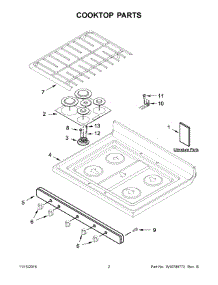 02 - Cooktop Parts parts for Whirlpool Range WFG530S0EB0 from AppliancePartsPros.com