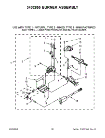15 - 3402855 Burner Assembly parts for Whirlpool Washer Dryer Combo WGT4027EW0 from AppliancePartsPros.com