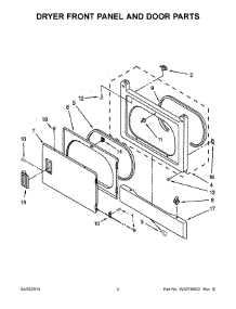 03 - Dryer Front Panel And Door Parts parts for Whirlpool Washer Dryer Combo YWET3300XQ2 from AppliancePartsPros.com