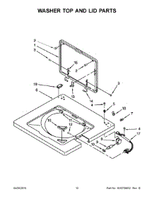 07 - Washer Top And Lid Parts parts for Whirlpool Washer Dryer Combo YWET3300XQ2 from AppliancePartsPros.com