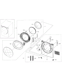 Frame Front & Door parts for Samsung Dryer DV50K7500GV/A3 / 0001 from AppliancePartsPros.com