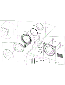 Frame Front & Door parts for Samsung Dryer DV50K7500GV/A3 / 0000 from AppliancePartsPros.com