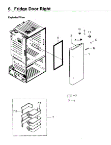 Fridge Door R parts for Samsung Refrigerator RF263TEAESG/AA / 0001 from AppliancePartsPros.com