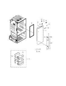 Door R parts for Samsung Refrigerator RF263TEAEWW/AA / 0000 from AppliancePartsPros.com