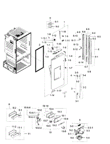 Left Door parts for Samsung Refrigerator RF28HFEDBBC/AA / 0009 from AppliancePartsPros.com