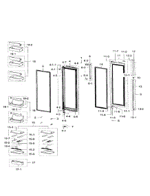 Right Door parts for Samsung Refrigerator RH30H9500SR/AA / 0001 from AppliancePartsPros.com
