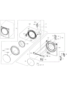 Front / Door Assy parts for Samsung Washer WF455ARGSWR/A2 / 0000 from AppliancePartsPros.com
