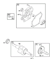 Camshaft, Crankcase Cover, Crankshaft parts for Briggs & Stratton Engine 050032-0130-B1 from AppliancePartsPros.com