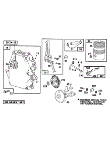 Crankcase Cover, Piston, Cam parts for Briggs & Stratton Engine 082232-4035-02 from AppliancePartsPros.com