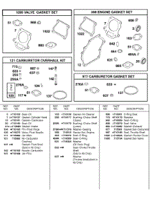 Kits / Gaskets-Carburetor, Kits / Gaskets-Engine, Kits / Gaskets-Valve parts for Briggs & Stratton Engine 085432-0130-01 from AppliancePartsPros.com