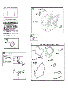 Cylinder, Gasket Set-Engine, Operator's Manual, Piston, Rings, Connecting Rod, Warning Label parts for Briggs & Stratton Engine 086432-0137-E1 from AppliancePartsPros.com