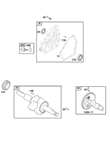 Camshaft, Crankcase Cover, Crankshaft parts for Briggs & Stratton Engine 086432-0139-E1 from AppliancePartsPros.com