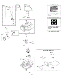 Camshaft, Crankshaft, Cylinder, Operator's Manual, Piston / Rings / Connecting Rod, Sump, Warning Label parts for Briggs & Stratton Engine 08P502-0016-H1 from AppliancePartsPros.com