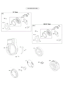 Blower Housing / Shrouds, Flywheel, Rewind Starter parts for Briggs & Stratton Engine 093332-0122-E2 from AppliancePartsPros.com