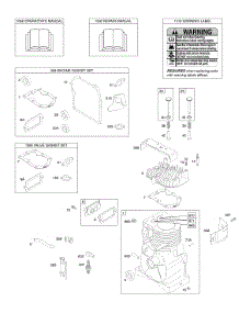 Cylinder, Cylinder Head, Gasket Set - Engine, Gasket Set - Valve, Operator's Manual, Warning Label parts for Briggs & Stratton Engine 093452-1241-E1 from AppliancePartsPros.com