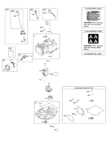Camshaft, Crankshaft, Cylinder, Gasket Set, Operator's Manual, Piston / Rings / Connecting Rod, Sump, Warning Label parts for Briggs & Stratton Engine 093J02-0015-H1 from AppliancePartsPros.com