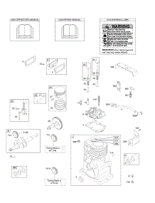 Camshaft, Crankshaft, Cylinder, Cylinder Head, Operator's Manual, Piston / Rings / Connecting Rod, Warning Label parts for Briggs & Stratton Engine 094302-0111-B1 from AppliancePartsPros.com