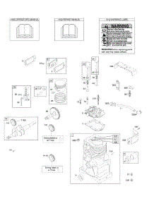 Camshaft, Crankshaft, Cylinder, Cylinder Head, Operator's Manual, Piston / Rings / Connecting Rod, Warning Label parts for Briggs & Stratton Engine 097332-0035-F1 from AppliancePartsPros.com