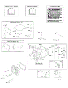 Cylinder, Cylinder Head, Gasket Set - Engine, Gasket Set - Valve, Lubrication, Operator's Manual, Warning Label parts for Briggs & Stratton Engine 098902-2216-B1 from AppliancePartsPros.com
