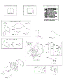 Cylinder, Cylinder Head, Gasket Set - Engine, Gasket Set - Valve, Lubrication, Operator's Manual, Warning Label parts for Briggs & Stratton Engine 09B902-1652-E2 from AppliancePartsPros.com