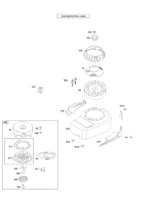 Blower Housing / Shrouds, Flywheel, Rewind Starter parts for Briggs & Stratton Engine 09E902-0110-B1 from AppliancePartsPros.com