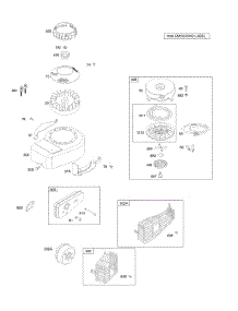 Blower Housing / Shrouds, Exhaust System, Flywheel, Rewind Starter parts for Briggs & Stratton Engine 09J902-0116-B1 from AppliancePartsPros.com
