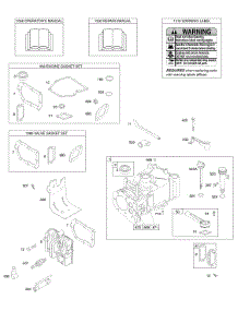 Cylinder, Cylinder Head, Gasket Set - Engine, Gasket Set - Valve, Lubrication, Operator's Manual, Warning Label parts for Briggs & Stratton Engine 09J902-0559-E1 from AppliancePartsPros.com