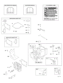 Cylinder, Cylinder Head, Gasket Set - Engine, Gasket Set - Valve, Lubrication, Operator's Manual, Warning Label parts for Briggs & Stratton Engine 09L902-0245-E1 from AppliancePartsPros.com