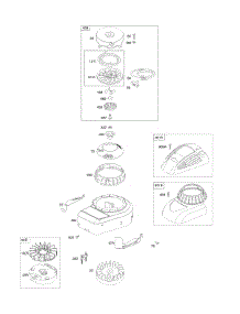 Blower Housing / Shrouds, Flywheel, Rewind Starter parts for Briggs & Stratton Engine 09T502-0158-B1 from AppliancePartsPros.com