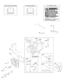 Cylinder, Cylinder Head, Lubrication, Operator's Manual, Warning Label parts for Briggs & Stratton Engine 09T702-2047-B1 from AppliancePartsPros.com