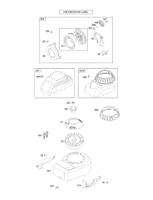 Blower Housing / Shrouds, Flywheel, Rewind Starter parts for Briggs & Stratton Engine 09T702-2254-B1 from AppliancePartsPros.com