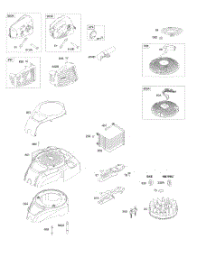 Blower Housing, Exhaust System, Flywheel, Rewind Starter parts for Briggs & Stratton Engine 100807-0003-H1 from AppliancePartsPros.com