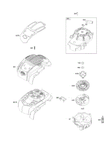 Blower Housing, Flywheel, Rewind Starter parts for Briggs & Stratton Engine 104M02-0013-F1 from AppliancePartsPros.com