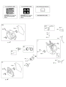 Camshaft, Crankcase Cover, Crankshaft, Cylinder, Operator's Manual, Piston / Rings / Connecting Rod, Warning Label parts for Briggs & Stratton Engine 106232-0123-H7 from AppliancePartsPros.com