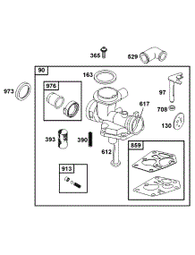 Carburetor Group parts for Briggs & Stratton Engine 10C902-2028-E1 from AppliancePartsPros.com
