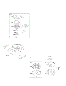 Blower Housing / Shrouds, Flywheel, Rewind Starter parts for Briggs & Stratton Engine 10L702-0111-F1 from AppliancePartsPros.com