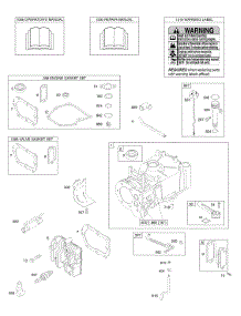 Cylinder, Cylinder Head, Gasket Set - Engine, Gasket Set - Valve, Lubrication, Operator's Manual, Warning Label parts for Briggs & Stratton Engine 10M902-0452-E2 from AppliancePartsPros.com