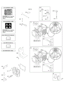 Cylinder, Cylinder Head, Lubrication, Operator's Manual, Warning Label parts for Briggs & Stratton Engine 10T502-0840-E1 from AppliancePartsPros.com
