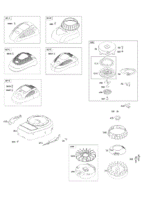 Blower Housing / Shrouds, Flywheel, Rewind Starter parts for Briggs & Stratton Engine 10T802-1450-H1 from AppliancePartsPros.com