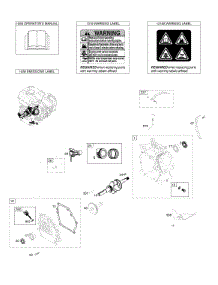 Camshaft, Crankcase Cover, Crankshaft, Cylinder, Operator's Manual, Piston / Rings / Connecting Rod, Warning Label parts for Briggs & Stratton Engine 10U232-0002-01 from AppliancePartsPros.com