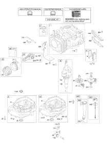 Camshaft, Crankshaft, Cylinder, Engine Sump, Lubrication, Piston Group parts for Briggs & Stratton Engine 110602-0015-E1 from AppliancePartsPros.com