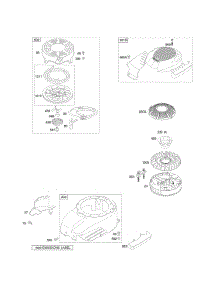 Blower Housing / Shrouds, Flywheel, Rewind Starter parts for Briggs & Stratton Engine 110602-0135-E1 from AppliancePartsPros.com