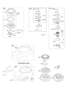 Blower Housing / Shrouds, Electric Starter, Flywheel, Rewind Starter parts for Briggs & Stratton Engine 111602-0168-E1 from AppliancePartsPros.com